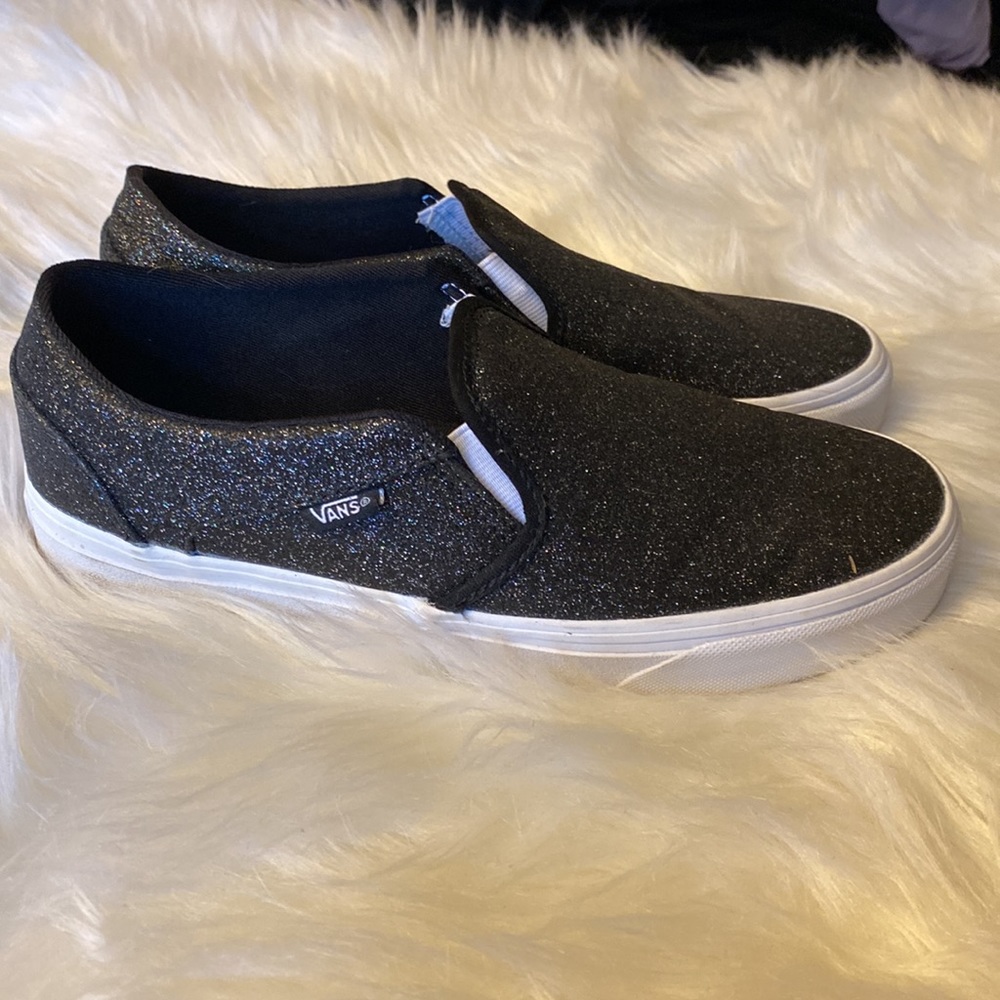 Glittery black Vans, Size 8.5